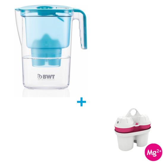 Kanvica BWT Vida (modrá), vr. 3 kusov náhradných filtrov + vložka BWT Magnesium, 12 ks