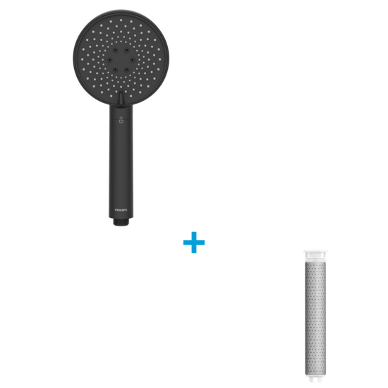 Filtračná sprchová hlavica Philips AWP1516BK (čierna) + 3 ks náhradných patrón Philips ASH138